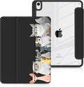 Batianda Hybrid Case for New iPad 11 2025 A16 Chip/iPad 10 2022 10.9-inch [Built-in Pencil Holder] Shockproof Cover with Clear Transparent Back Shell TPU BumperAuto Sleep/Wake Cat