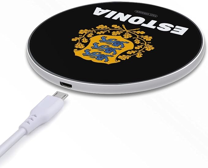 Estonia Estonian National Emblem Phone Charger Magnetic Charging Pad Anti-Slip with USB Cable