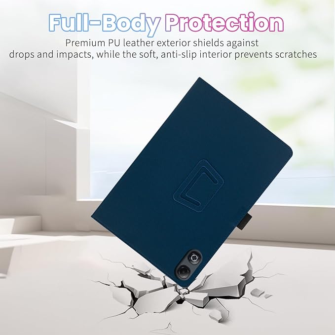 Case for DOOGEE Tab G6 Max 13.4-Inch TabletShockproof PU Leather Cover with Hand Strap Two-Fold StandCompatible with Tab G6 Max 13.4 Android Tablet (Dark Blue)