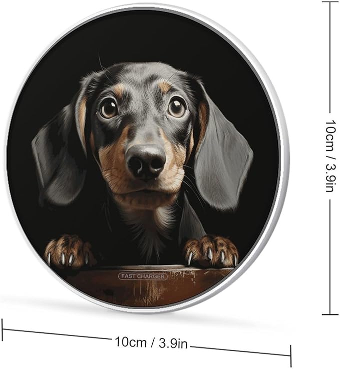Pad Dachshund Wireless Charger Fast Wireless Charging Pad with USB Cable 10W Anti-Slip Magnetic Wireless Charger Portable Slim Charger Puck Travel Charging Station