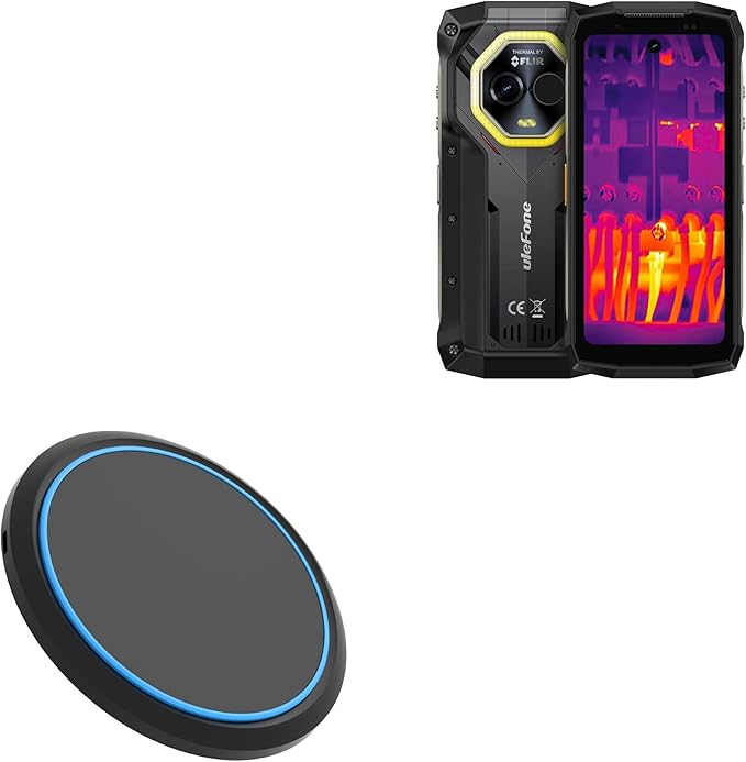 BoxWave Charger Compatible with Ulefone Armor Mini 20T Pro - SwiftCharge PowerDisc Wireless Charger (15W) Qi Wireless 15W Circular Desktop Charger - Jet Black