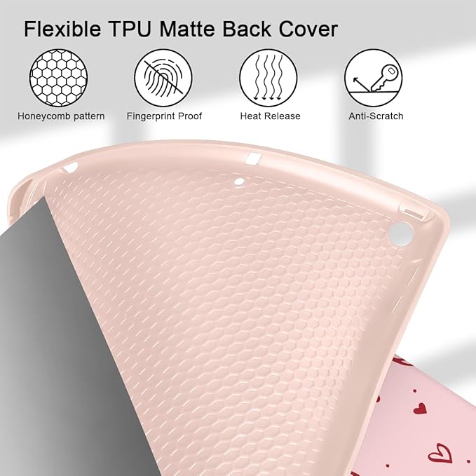 Mektron Designed Printed iPad 10.2 Case 9th Gen (2021)/ 8th Gen (2020)/ 7th Gen (2019) with Pencil Holder Slim Protective Case with Soft TPU Back Auto Wake/Sleep for iPad 10.2 Inch Layer Bows