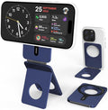 Cell Phone StandAdjustable Height and Angle Foldable Phone Holder for Desk Aluminum Cell Phone HolderStrong Magnetic Phone Stand Compatible with iPhone 16/15/14/13/12 Series (Navy Blue)