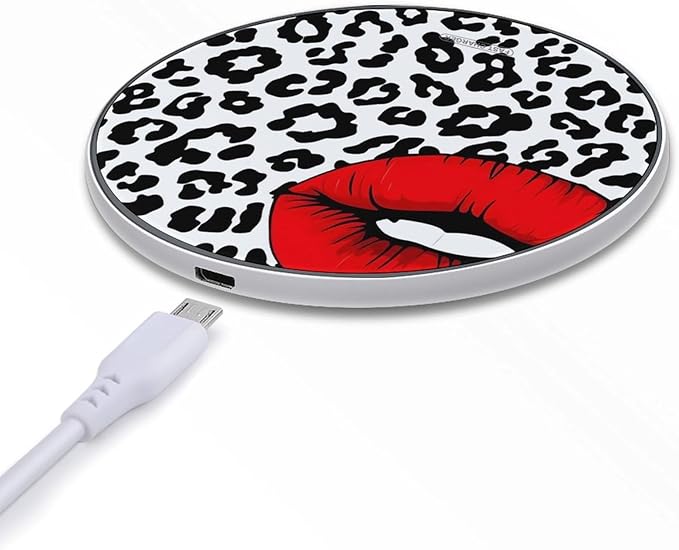 Leopard Kiss Wireless Charger Anti-Slip Wireless Charging Pad Slim Charger Mat for Men Women
