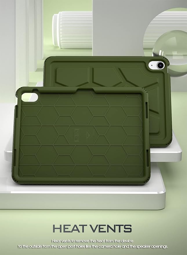 Poetic TurtleSkin case for New iPad (A16) 11th / 10th Generation (2025/2022) Heavy Duty Shockproof Kids Friendly Silicone Case Cover Only Compatible with New iPad 11/10.9 Inch Military Green