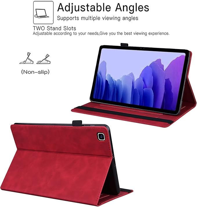 Flip Case for Samsug Galaxy Tab A9+ Plus 11 inch (SM-X210/X216/X218) PU Leather Stand Soft Back CoverAdjustable Stand Shell w/Card Slots/Pen Holder/Front Pocket - Red