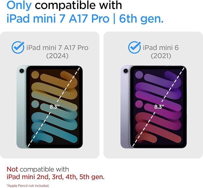 Spigen for iPad mini 7 Case A17 Pro (2024) 8.3 Inch Ultra Hybrid Pro iPad mini 7th/6th Generation Case (2024/2021) w/Clear Transparent Back and Pencil Holder Black