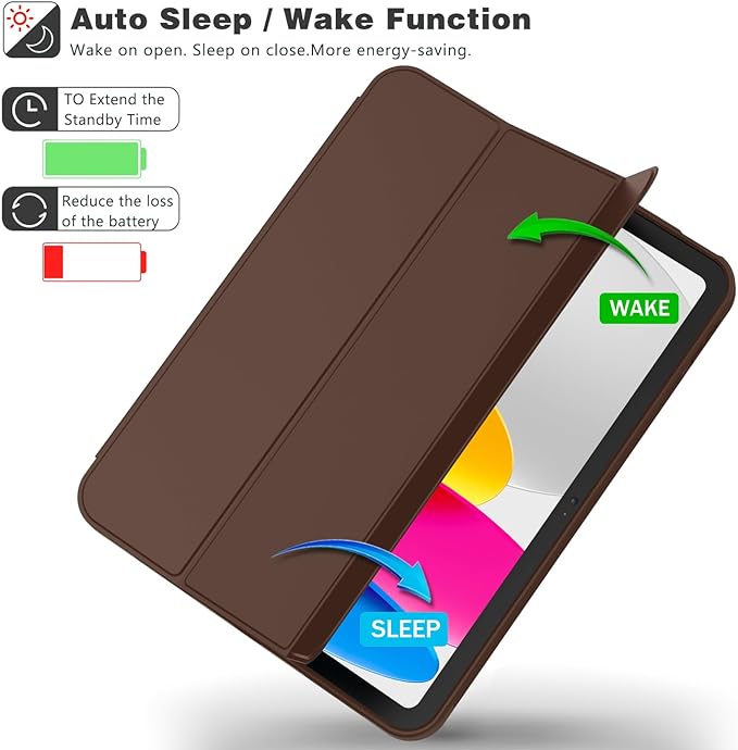 iMieet iPad (A16) Case 11th Gen/iPad 10th Generation Case [11-Inch 2025/10.9 Inch 2022] with Pencil Holder Trifold Stand Smart Cover with Soft TPU BackAuto Wake/Sleep(Chocolate)