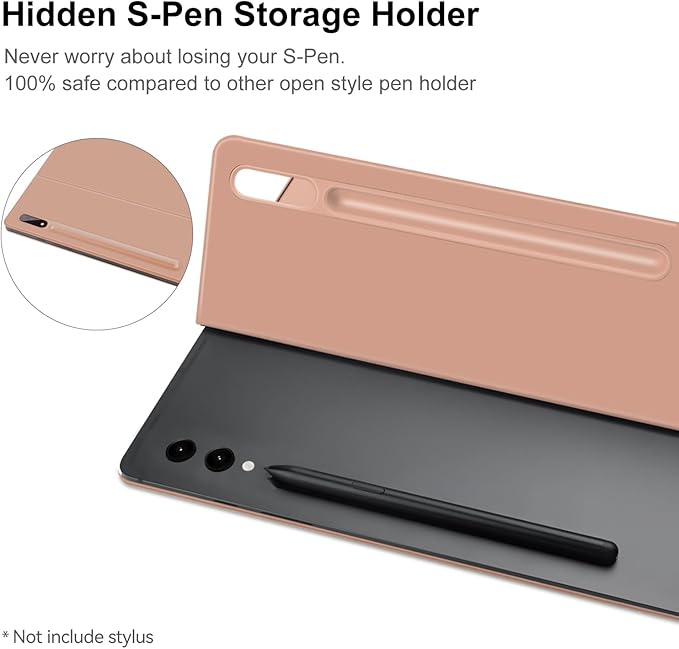 DUNNO Magnetic Case Cover for Samsung Galaxy Tab S10+ Plus 12.4-Inch 2024 / S9+ / S9 FE+ 12.4-Inch 2023 With S-Pen Holder Slim Lightweight Folio Tablet Case Auto Wake/Sleep (Rose Gold)