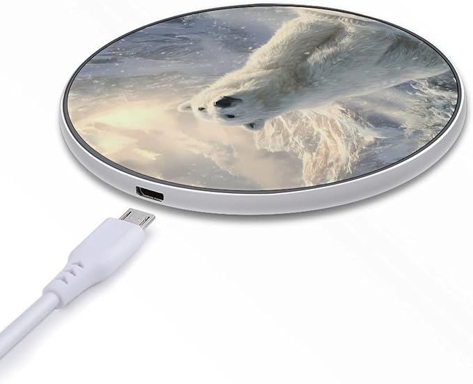 Bear in Winter Snowy Phone Charger Magnetic Charging Pad Anti-Slip with USB Cable