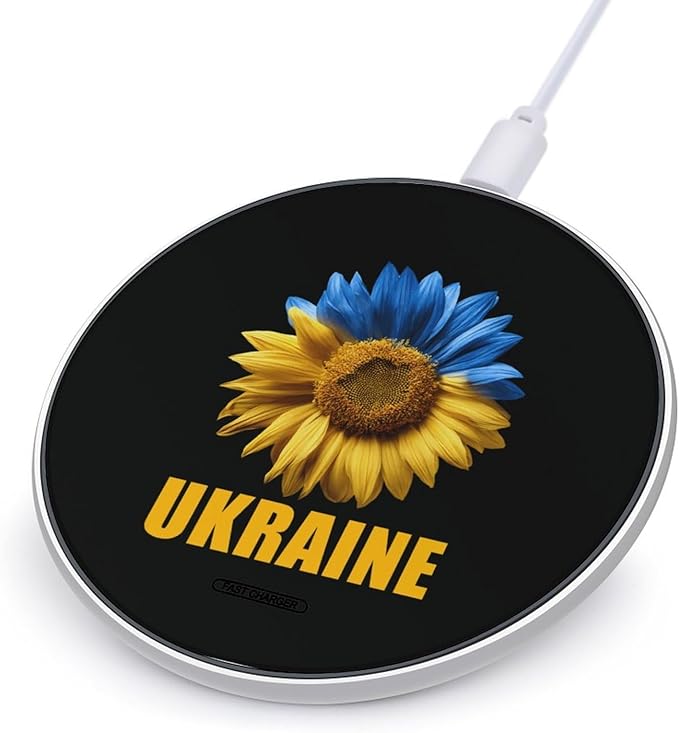 Ukraine Ukrainian Flag Sunflower Fast Portable Charger 10W Funny Graphic Phone Charging Pad with USB Cable