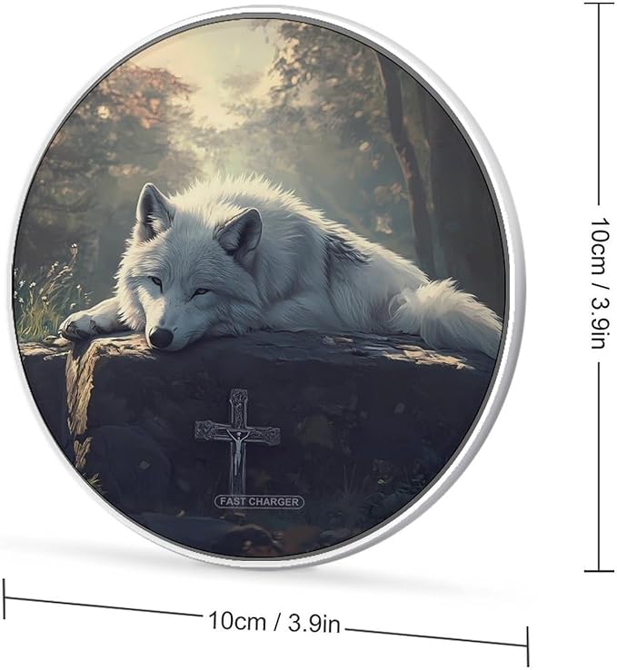 Christian Wolf Crosss Wireless Charger Anti-Slip Wireless Charging Pad Slim Charger Mat for Men Women