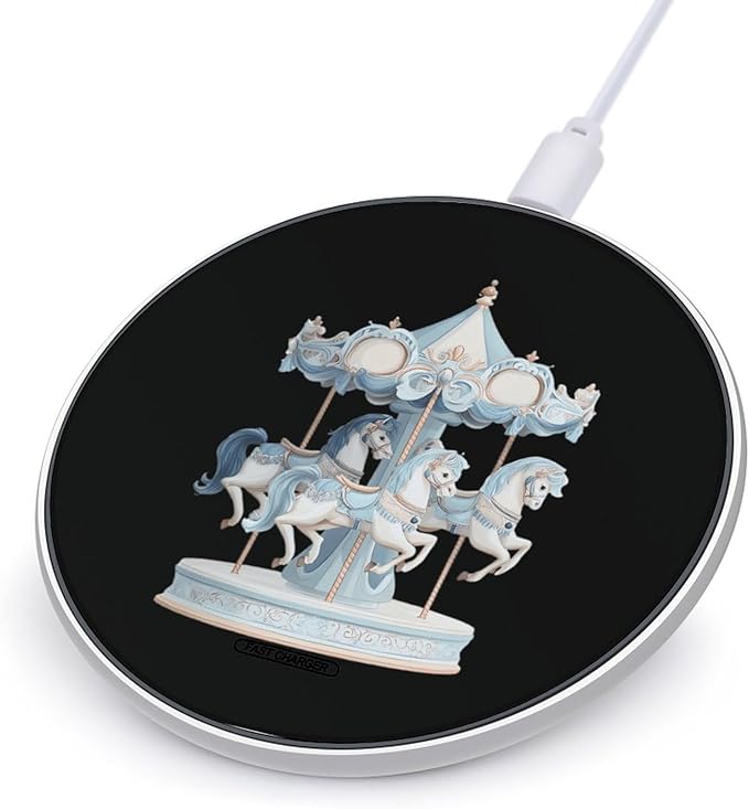 Carousel Horses Fast Portable Charger 10W Funny Graphic Phone Charging Pad with USB Cable