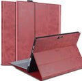 for Microsoft Surface Pro X and Pro Plus+ 13 inch Case 2019/2020/2021/2024 Genuine Leather Cover Protective Shell Compatible with Type Cover Keyboard and Pencil Holder.Red