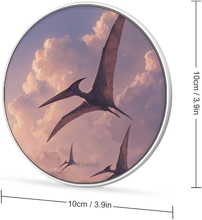 Flying Pterosaur Fast Portable Charger 10W Funny Graphic Phone Charging Pad with USB Cable