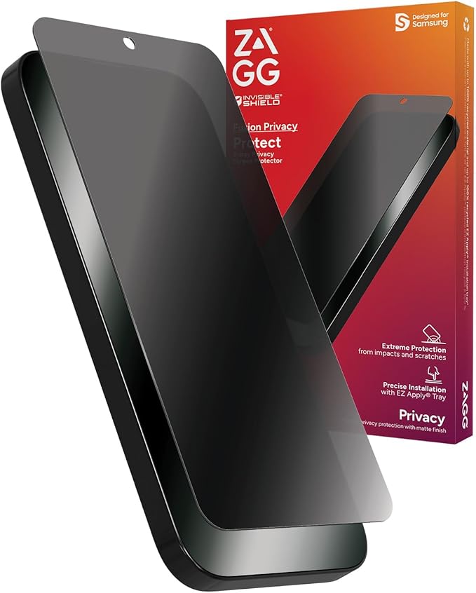 ZAGG InvisibleShield Fusion Privacy Anti-Glare Samsung Galaxy S24+ Screen Protector - Hybrid Polymer 2-Way Privacy Filter Matte Finish Scratch Resistant Eco-Friendly