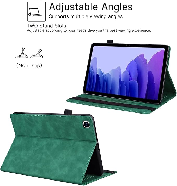 Flip Case for Samsung Galaxy Tab S10 FE+ Plus 2025 13.1 inch PU Leather Stand Soft Back Smart Auto Wake/Sleep CoverAdjustable Stand Shell w/Card Slots/Pen Holder/Front Pocket - Green