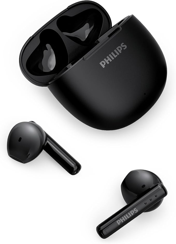 Philips TAT1139 Wireless EarbudsTrue Wireless HeadphonesPowerful Bass with 13 mm DriverClear Call with AI Mic26-Hour Battery LifeFast ChargingBluetooth v5.4IPX4 RatingErgonomic DesignBlack