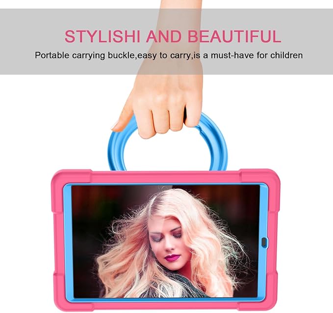 Compatible with Samsung Galaxy Tab A 10.1 T510/T515 10.1 inch Tablet CaseRugged Kids Case with Stand Lightweight Shockproof Kids Friendly Tablet Cover Rose Red+Blue