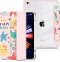 Batianda Hybrid Case for iPad Air 2022 (5th Generation M1 Chip) / iPad Air 4th 2020 10.9 inch [Built-in Pencil Holder] Shockproof Cover with Clear Back Shell TPU BumperHappy Day