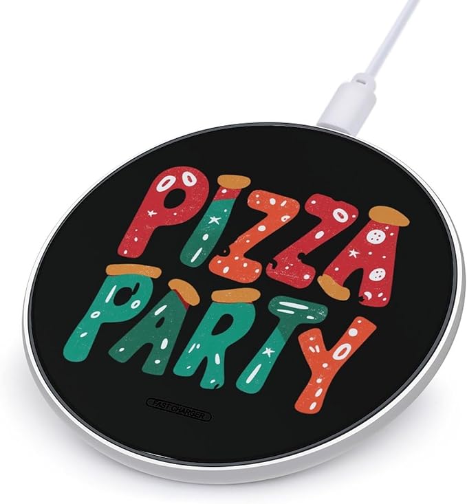 Pizza Party Phone Charger Magnetic Charging Pad Anti-Slip with USB Cable
