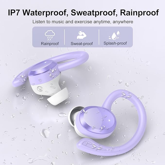 Wireless Earbuds Bluetooth Earbuds Bluetooth 5.4 Headphones 68hrs Playtime Sport Earphones with LED Display ENC Noise Cancelling Mic IPX7 Waterproof Over Ear Ear Buds with Hook for Gym/Workout