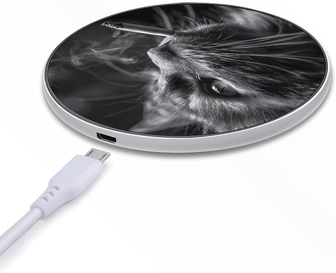 Cat Smoking Phone Charger Magnetic Charging Pad Anti-Slip with USB Cable