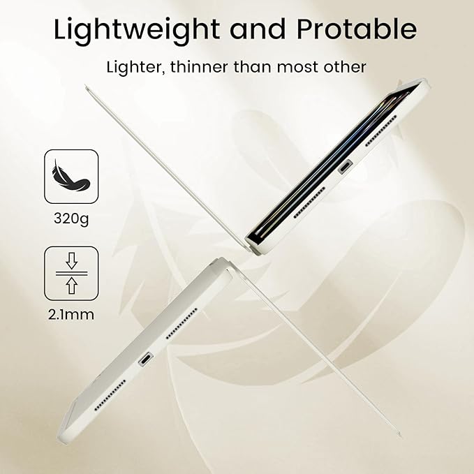 for iPad Air 11 Inch Case M3/M2 (2025/2024) iPad Air 5th/4th Gen Case 10.9 Inch (2022/2020) w/Pencil Holder Portrait/Landscape 4+ Angles Magnetic Cover for iPad Air 11'' 10.9'' Cream White