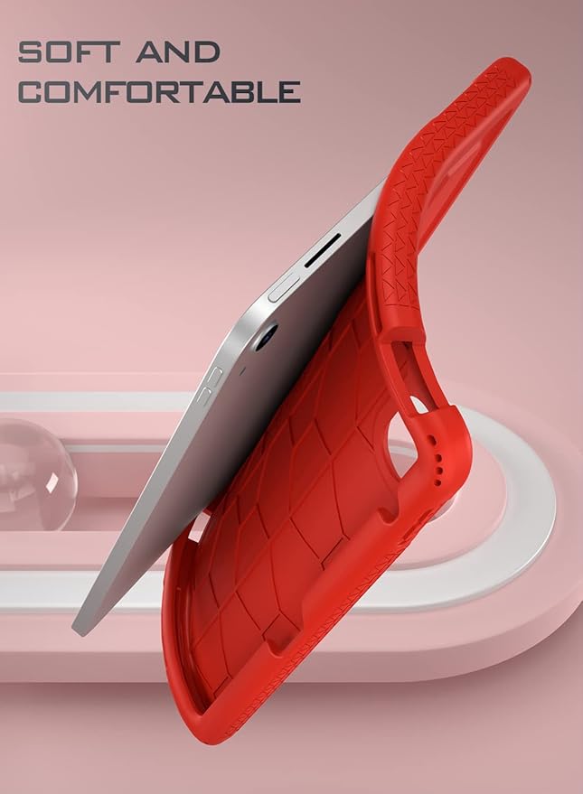 Poetic TurtleSkin case for New iPad (A16) 11th / 10th Generation (2025/2022) Heavy Duty Shockproof Kids Friendly Silicone Case Cover Only Compatible with New iPad 11/10.9 Inch Red