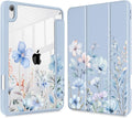 May Chen Slim Case for iPad mini 7 (A17 Pro 7th Generation) 2024 / iPad mini 6 (6th Gen) 8.3 Inch [Built-in Pencil Holder] Shockproof Cover Clear Clear Back Shell Auto Wake/Sleep Wild Flowers