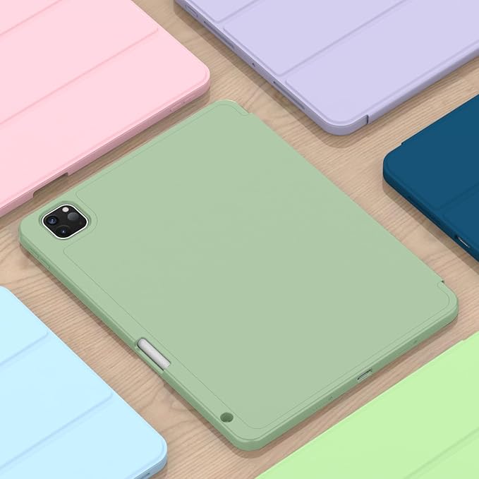 ZryXal iPad Pro 11 Inch Case (M5) 2025/ (M4) 2024 (Model: A2836/A2837/A3006) Trifold Stand Smart Cover with Pencil Holder and Soft TPU Back Auto Wake/Sleep (Matcha Green)