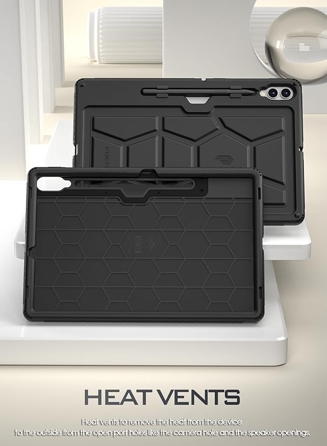 Poetic TurtleSkin Case for Samsung Galaxy Tab S10 Plus (2024 Release) / S9 Plus (2023 Release) 12.4 inch Case with S Pen Holder Heavy Duty Shockproof Kids Friendly Protective Silicone Cover Black