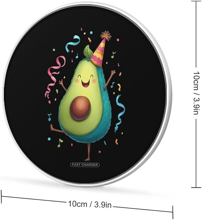 Party Avocado Fast Portable Charger 10W Funny Graphic Phone Charging Pad with USB Cable