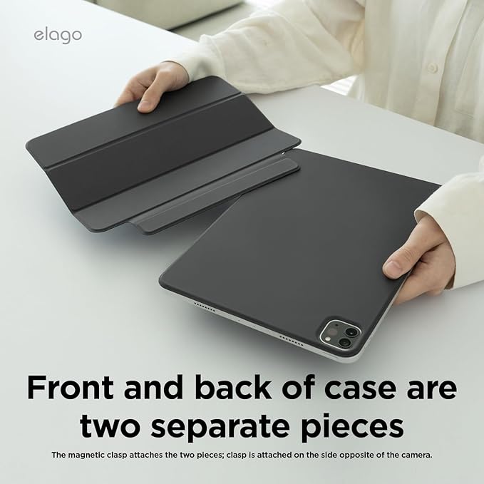 elago Magnetic Folio Case for iPad Pro 13 inch Cover (M5 M4) - Back Plate can be Attached to Metal Materials Wake/Sleep functionality Compatible with Apple Pencil 2 [Dark Grey]