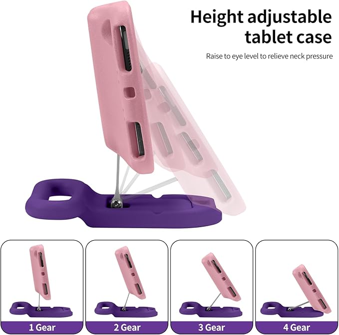 Kids Case for iPad mini 7 (A17 Pro) 2024 / iPad mini 6 2021 Adjustable Portrait/Landscape Stand Drop Proof Handle Kickstand Child Friendly with Screen Protector for iPad mini7th/6 8.3 inch(Pink)
