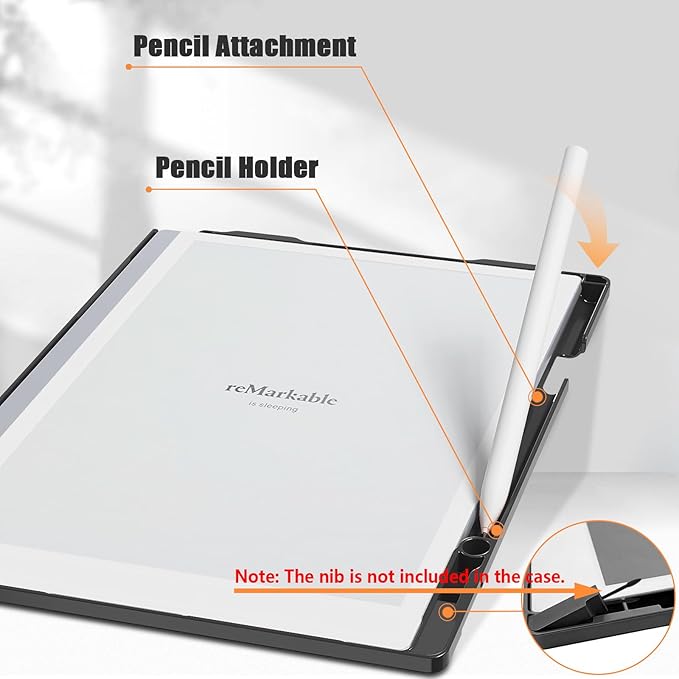 E NET-CASE Case for Remarkable 2 Tablet 10.3 inch (2020 Released) - New Business Design Upgraded Leather Cover for Remarkable 2 Digital Paper with Stand &amp Pen Holder (Black)