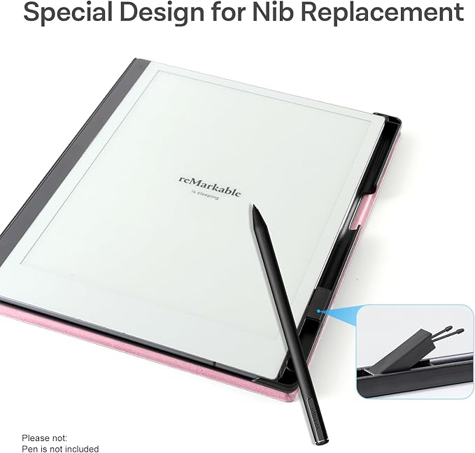 CoBak Case for Remarkable 2 Tablet - Lightweight and Hard Back Shell Protective Book Folio Cover with Built-in Pen Holder - Only for 10.3 2020 Released (Mist Pink)