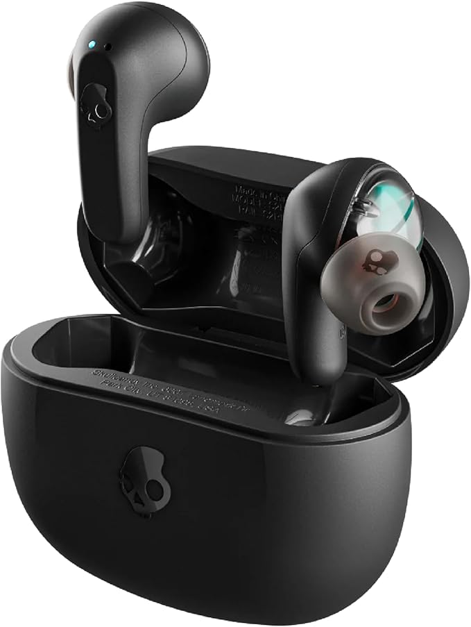 Skullcandy Rail Wireless Earbuds Bluetooth Headphones Noise Isolating Fit Up to 42 Hours Battery IP55 Sweat and Water Resistant Microphone for iPhone Android - True Black