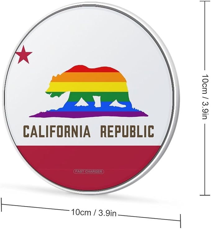 California Gay Flag U.S.A. Phone Charger Magnetic Charging Pad Anti-Slip with USB Cable