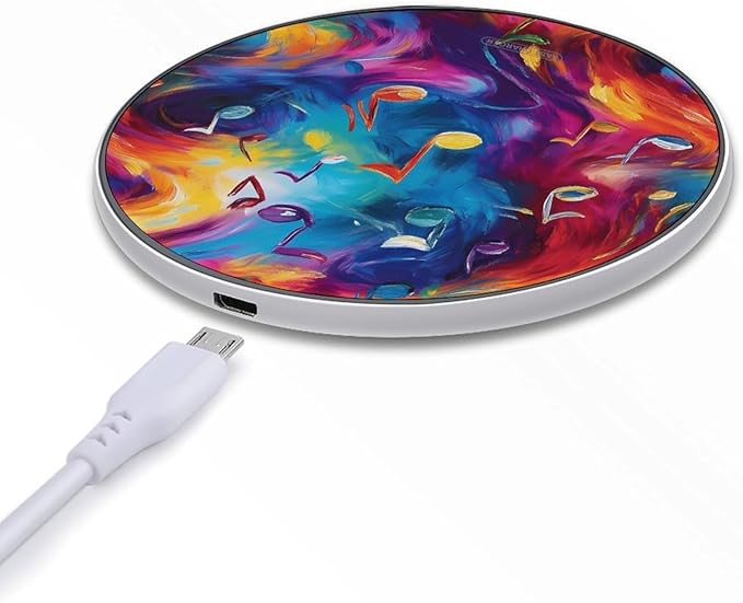 Colorful Music Notes Graffiti Phone Charger Magnetic Charging Pad Anti-Slip with USB Cable