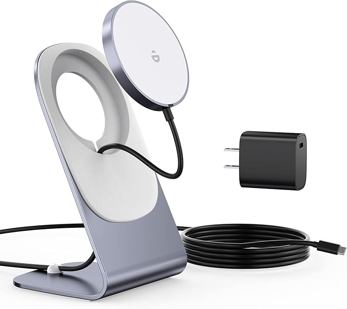 Magnetic Wireless Charger for iPhone 17/16/15/14/13/12 - Mag Charger+20W USB C Adapter Fast Wireless Charging Stand/Pad with 5ft Cable for iPhone 17/16/15/14/13/12 Pro Max Plus Mini 17 AirGray