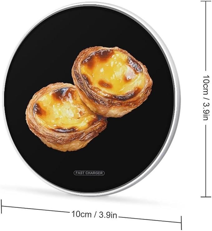 Portuguese Egg Tarts Fast Portable Charger 10W Funny Graphic Phone Charging Pad with USB Cable