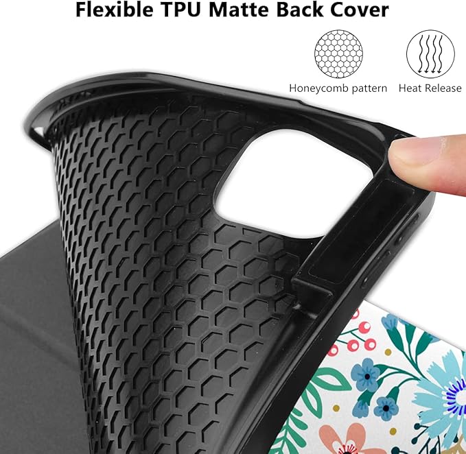 DONGKE Case for iPad Pro 13 inch (M5 2025 / M4 2024) – [Built-in Pencil Holder] Ultra Slim PU Leather Trifold Stand Cover with Soft TPU Back Auto Wake/Sleep - Flower