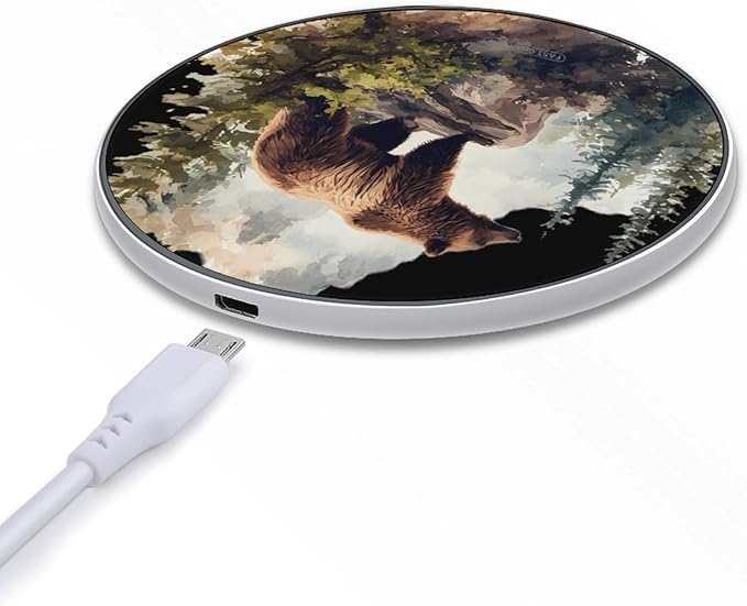 Bear Trees Fast Portable Charger 10W Funny Graphic Phone Charging Pad with USB Cable