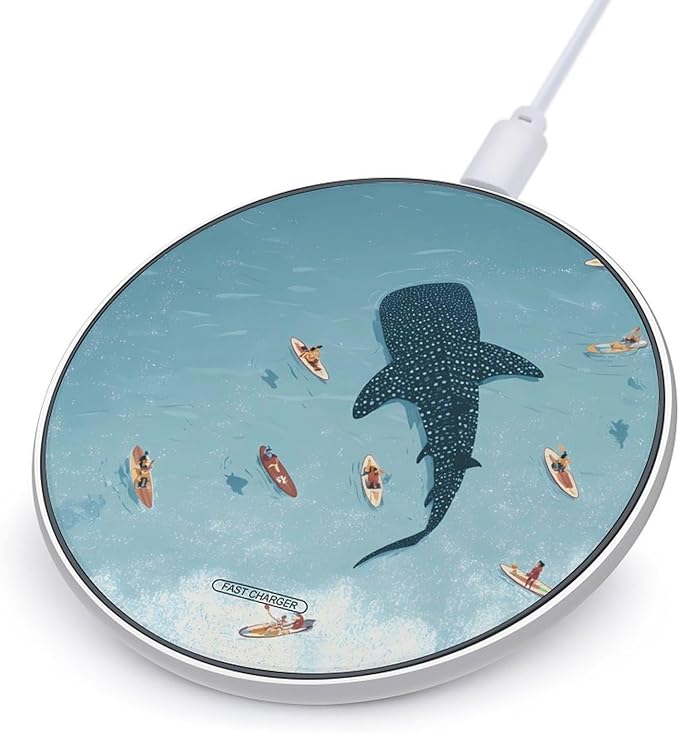Maldives Whale Shark Fast Portable Charger 10W Funny Graphic Phone Charging Pad with USB Cable