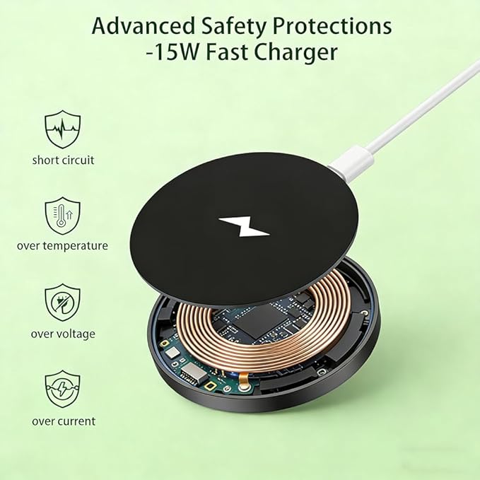 Wireless Charger Pad 2 Pack 15W Panda Magnetic Wireless Phone Charger for iPhone 17/16/15/14/13/12 Pro Max Plus and Airpods 4/3/2 Pro&ampMetal Wireless Charger for Office Desk for Nightstand for Tra