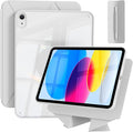 for iPad A16 Case 11th Generation 11 Inch 2025 for iPad 10th Generation Case 10.9 Inch 2022 with Pencil Holder Folio Stand Cover Clear Back Magnetic Attachment Multi Angles Gray