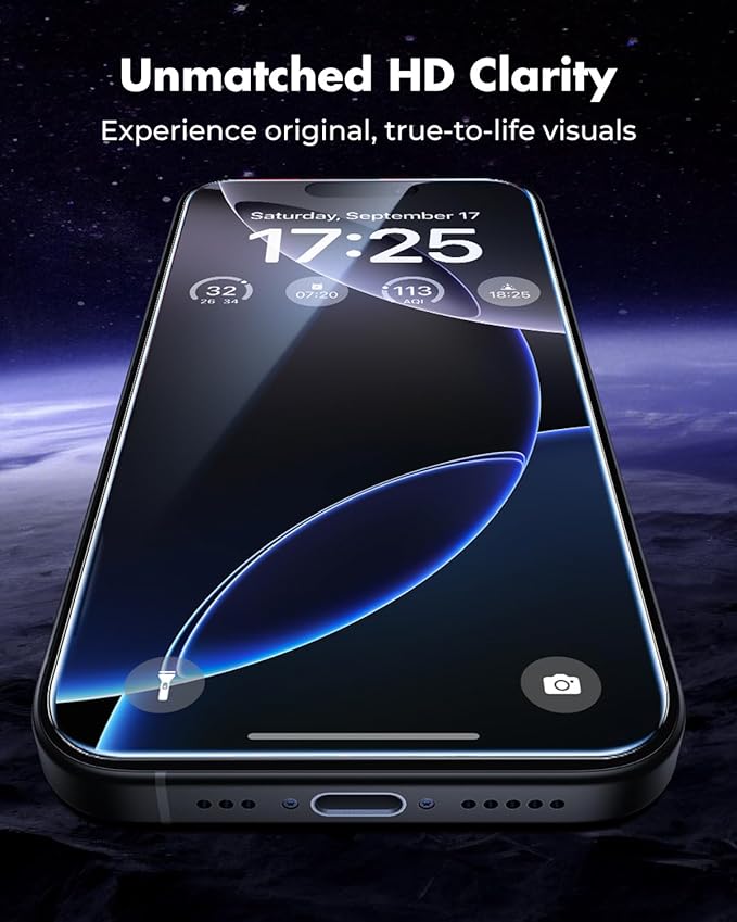 UNBREAKcable iPhone 16 Pro Screen Protector 3-Pack 3 Tempered Glass + 3 Camera Lens Protectors 9H Hardness HD Clarity Anti-Fingerprint Case Friendly 6.3 Inch