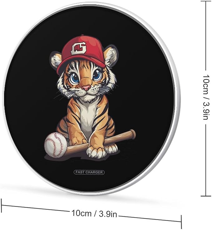 Tiger Baseball Wireless Charger Anti-Slip Wireless Charging Pad Slim Charger Mat for Men Women