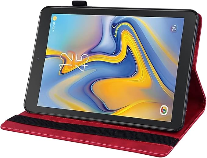 YEMENGHUA Heavy Duty Protection Compatible with Samsung Galaxy Tab A 8.0 T387 SM-T387V T387T T387A Slim Lightweight Embossed PU Leather Flip Holder Tablet PC Case Card Slot Tablet Case(Vermelho)